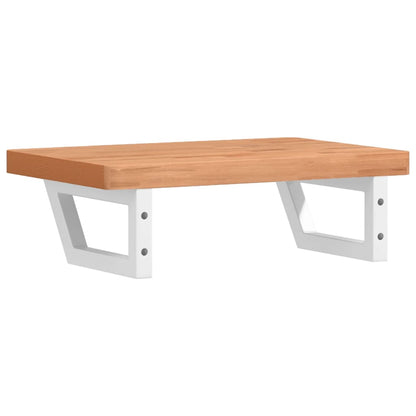 Basin Shelf Wall Mounted Steel and Solid Wood Beech