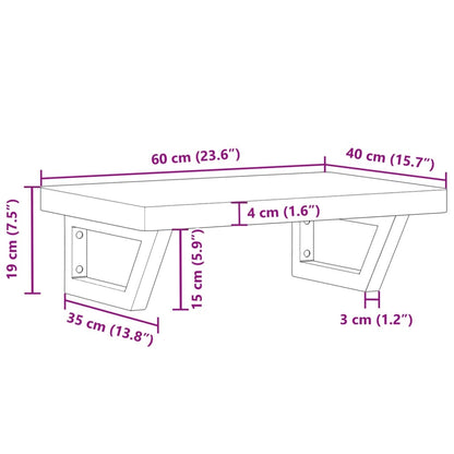Basin Shelf Wall Mounted Steel and Solid Wood Beech