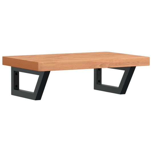 Basin Shelf Wall Mounted Steel and Solid Wood Beech