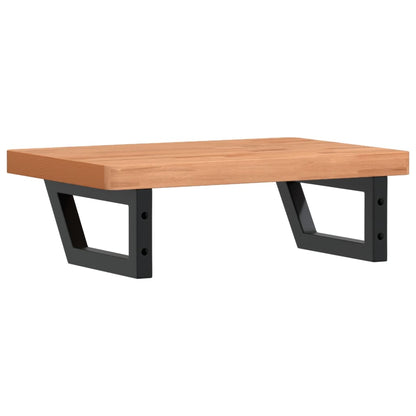 Basin Shelf Wall Mounted Steel and Solid Wood Beech