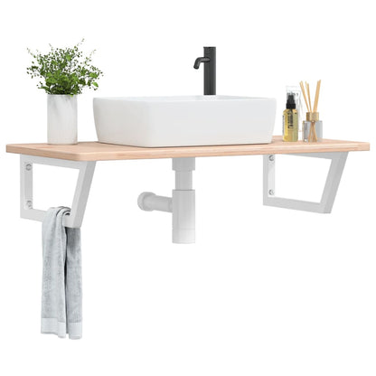 Basin Shelf Wall Mounted Steel and Solid Wood Oak