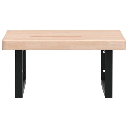 Basin Shelf Wall Mounted Steel and Solid Wood Oak