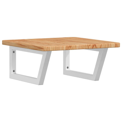 Basin Shelf Wall Mounted Steel and Solid Wood Oak