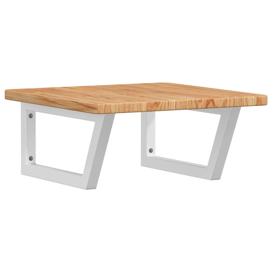 Basin Shelf Wall Mounted Steel and Solid Wood Oak