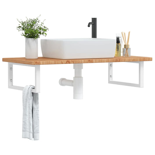 Basin Shelf | Light brown, White | Oak wood, Steel | 100 x 50 x 2.5 cm