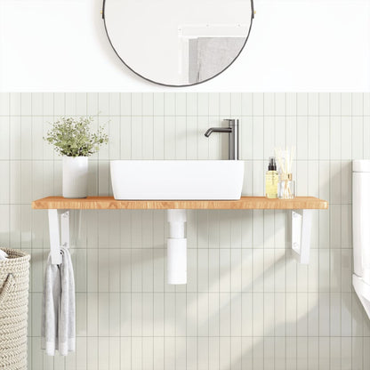Basin Shelf Wall Mounted Steel and Solid Wood Oak