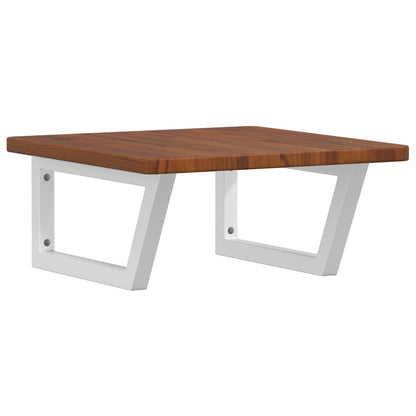 Basin Shelf Wall Mounted Steel and Solid Wood Oak