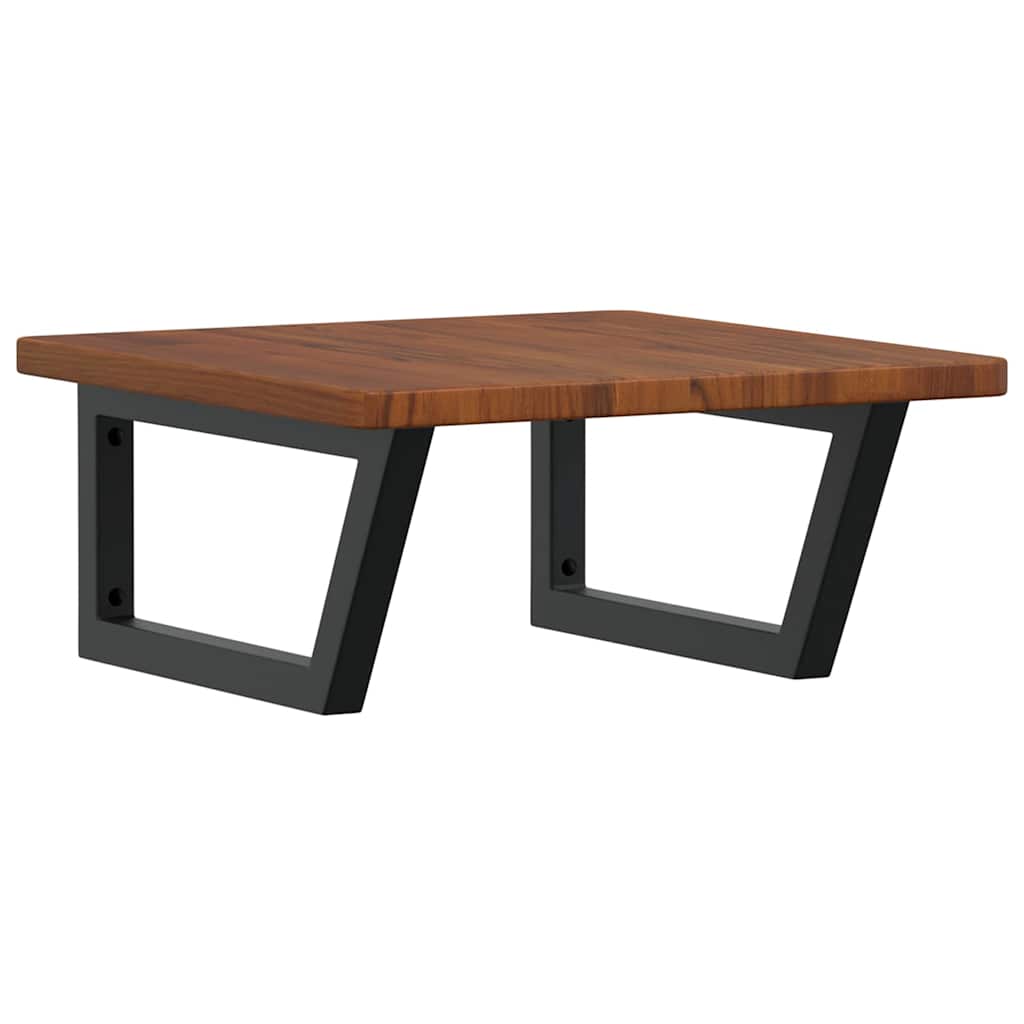 Basin Shelf Wall Mounted Steel and Solid Wood Oak