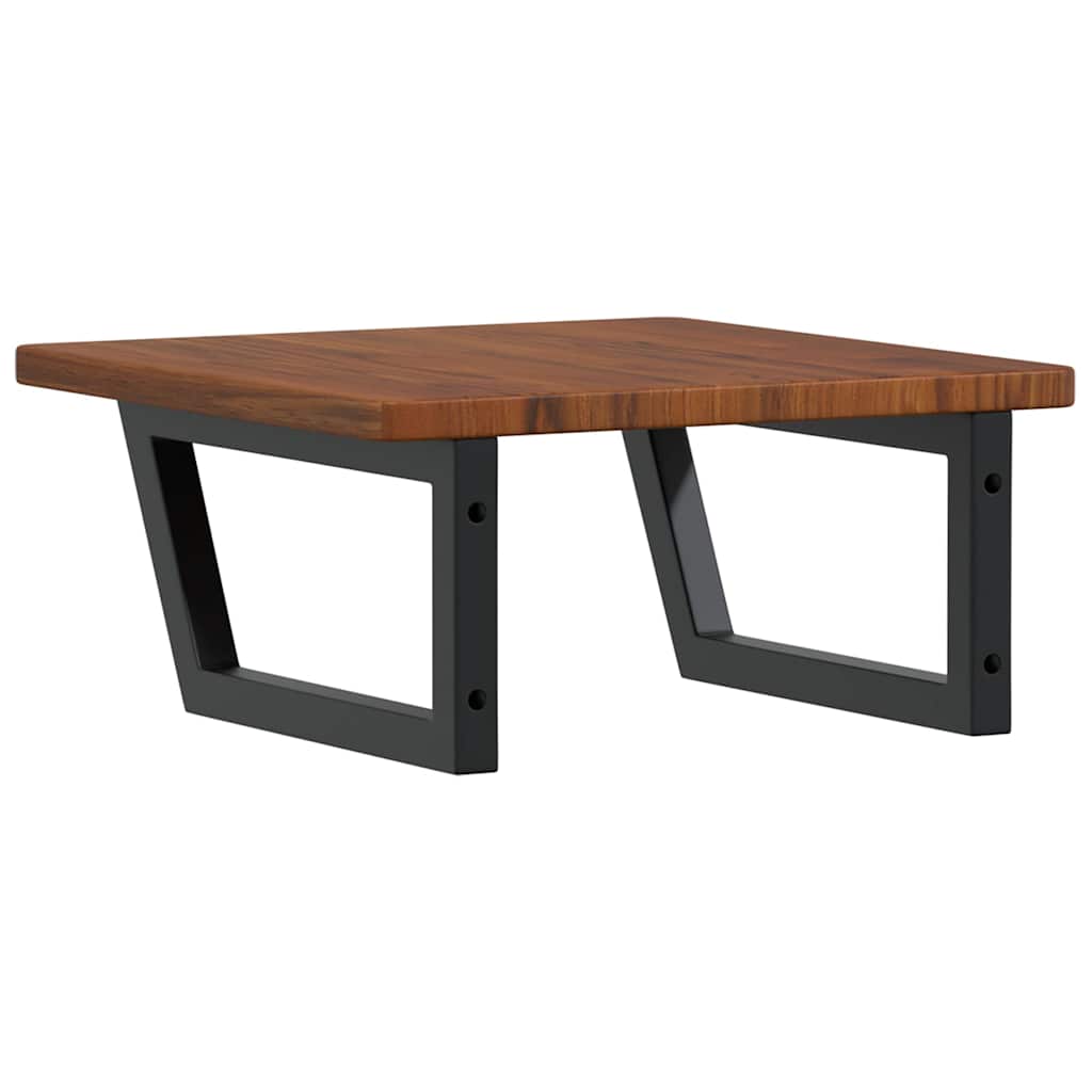 Basin Shelf Wall Mounted Steel and Solid Wood Oak