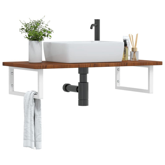 Basin Shelf | Dark brown, White | Solid oak wood | Large | Modern
