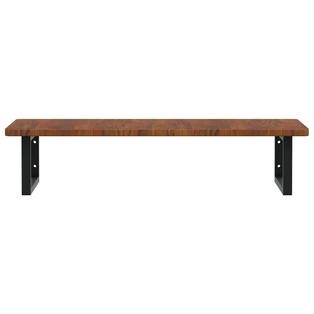 Basin Shelf Wall Mounted Steel and Solid Wood Oak
