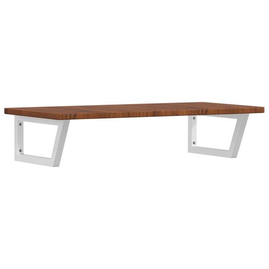 Basin Shelf Wall Mounted Steel and Solid Wood Oak