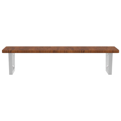 Basin Shelf Wall Mounted Steel and Solid Wood Oak