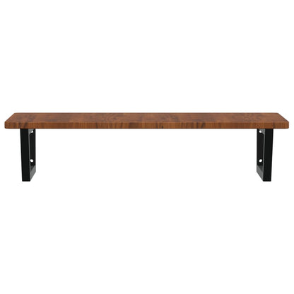 Basin Shelf Wall Mounted Steel and Solid Wood Oak
