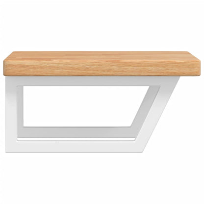 Basin Shelf Wall Mounted Steel and Solid Wood Oak