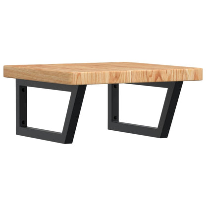 Basin Shelf Wall Mounted Steel and Solid Wood Oak