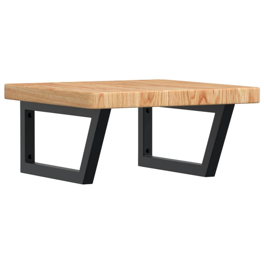 Basin Shelf Wall Mounted Steel and Solid Wood Oak
