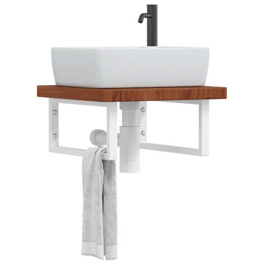Basin Shelf | Dark brown and white | Solid oak wood, Steel | Standard