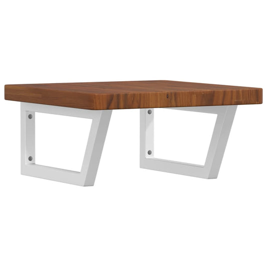 Basin Shelf Wall Mounted Steel and Solid Wood Oak