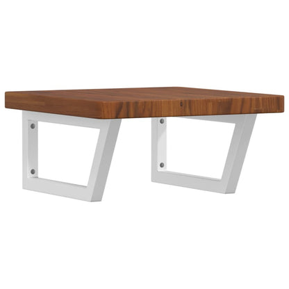 Basin Shelf Wall Mounted Steel and Solid Wood Oak