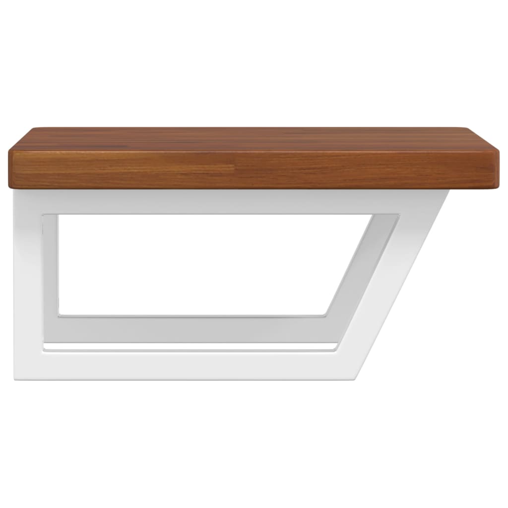 Basin Shelf Wall Mounted Steel and Solid Wood Oak