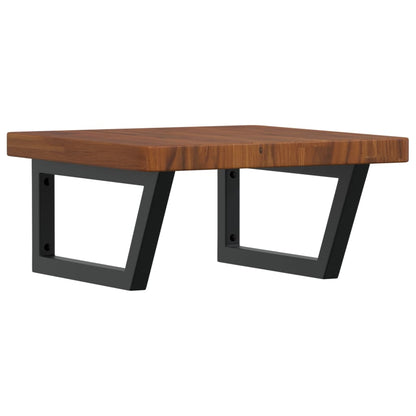Basin Shelf Wall Mounted Steel and Solid Wood Oak