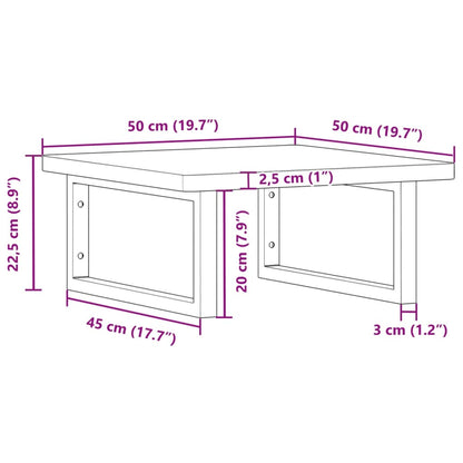 Basin Shelf Wall Mounted Steel and Solid Wood Beech