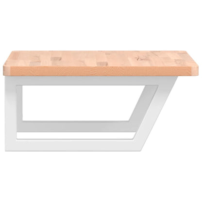 Basin Shelf Wall Mounted Steel and Solid Wood Beech