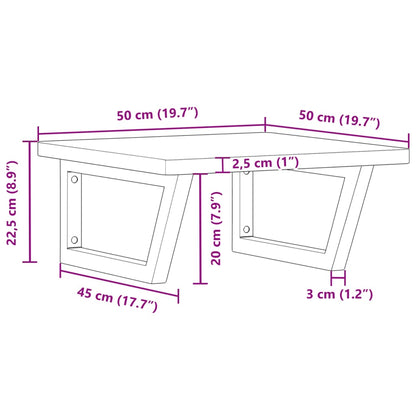 Basin Shelf Wall Mounted Steel and Solid Wood Beech