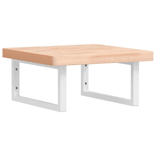 Basin Shelf Wall Mounted Steel and Solid Wood Beech
