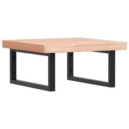 Basin Shelf Wall Mounted Steel and Solid Wood Beech
