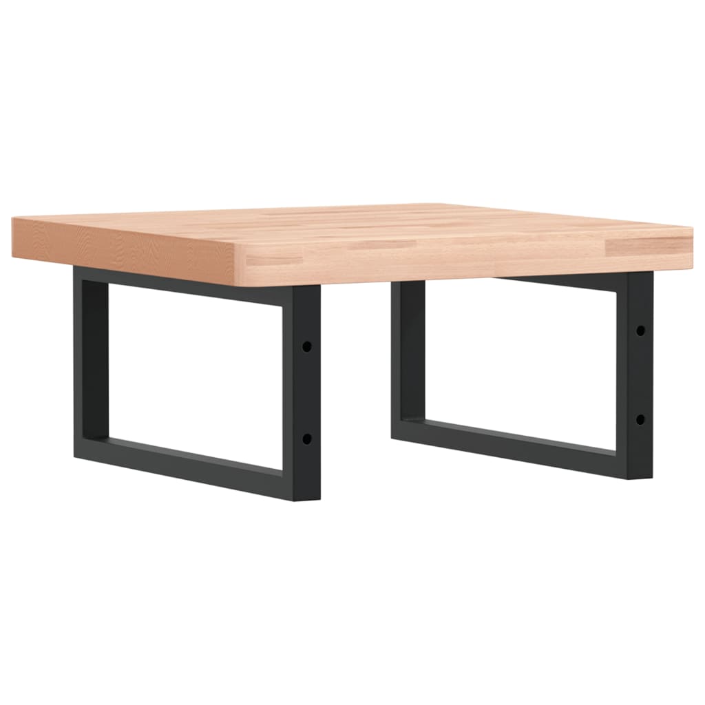 Basin Shelf Wall Mounted Steel and Solid Wood Beech