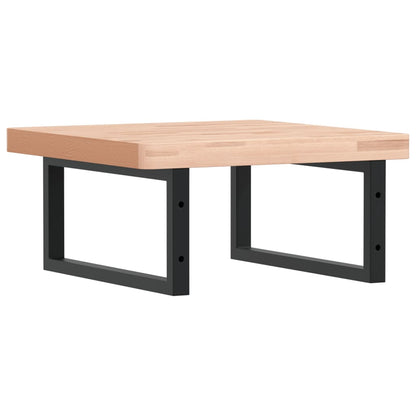 Basin Shelf Wall Mounted Steel and Solid Wood Beech