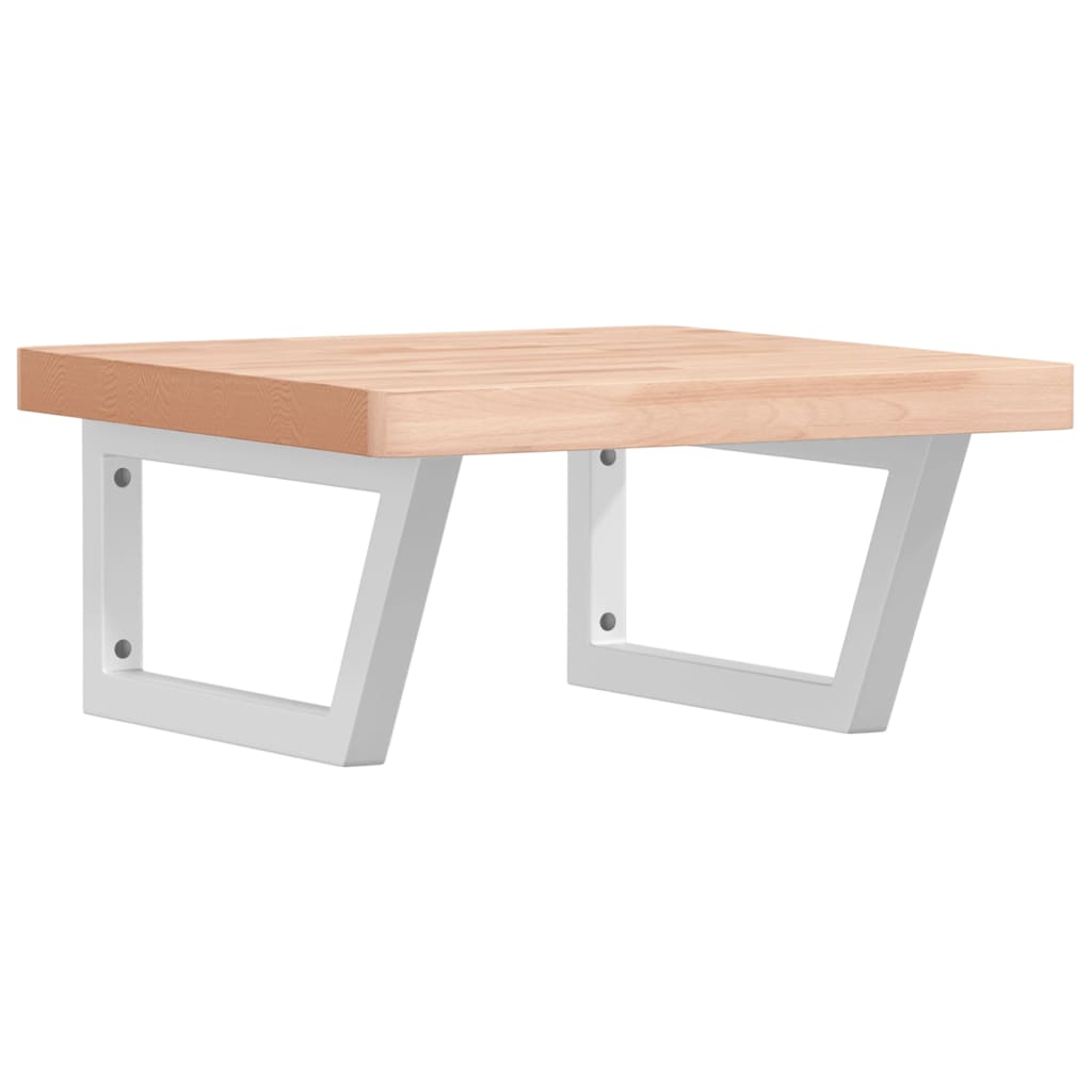 Basin Shelf Wall Mounted Steel and Solid Wood Beech