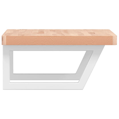 Basin Shelf Wall Mounted Steel and Solid Wood Beech