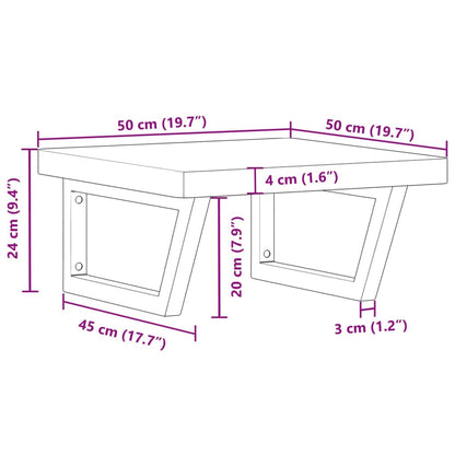 Basin Shelf Wall Mounted Steel and Solid Wood Beech