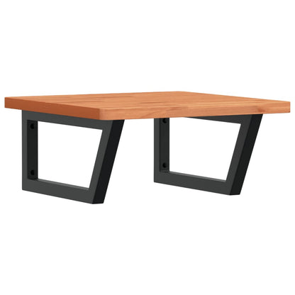 Basin Shelf Wall Mounted Steel and Solid Wood Beech