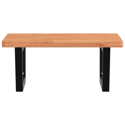Basin Shelf Wall Mounted Steel and Solid Wood Beech