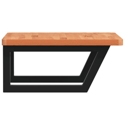 Basin Shelf Wall Mounted Steel and Solid Wood Beech