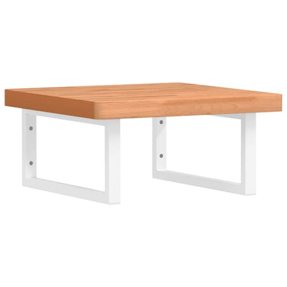 Basin Shelf Wall Mounted Steel and Solid Wood Beech