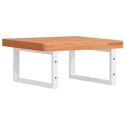 Basin Shelf Wall Mounted Steel and Solid Wood Beech