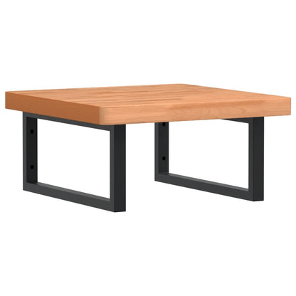 Basin Shelf Wall Mounted Steel and Solid Wood Beech