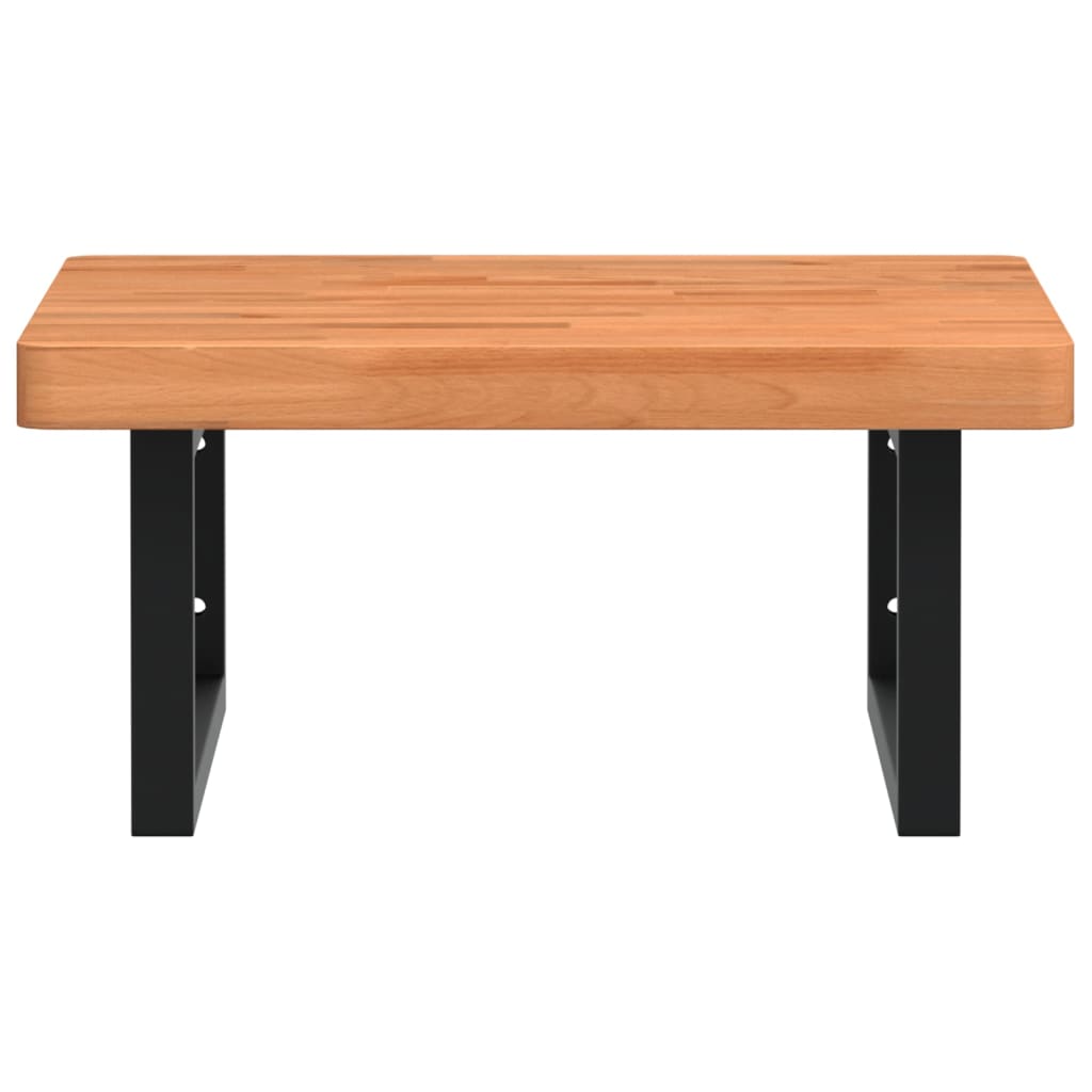 Basin Shelf Wall Mounted Steel and Solid Wood Beech