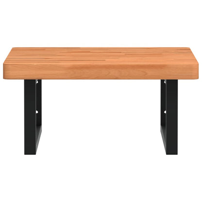 Basin Shelf Wall Mounted Steel and Solid Wood Beech