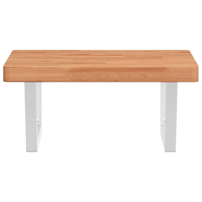 Basin Shelf Wall Mounted Steel and Solid Wood Beech