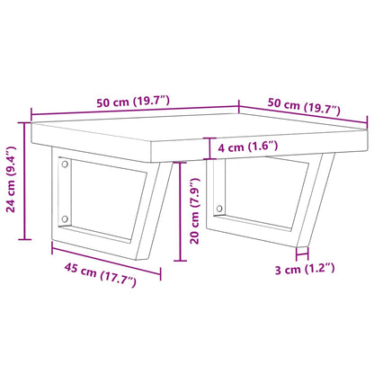 Basin Shelf Wall Mounted Steel and Solid Wood Beech