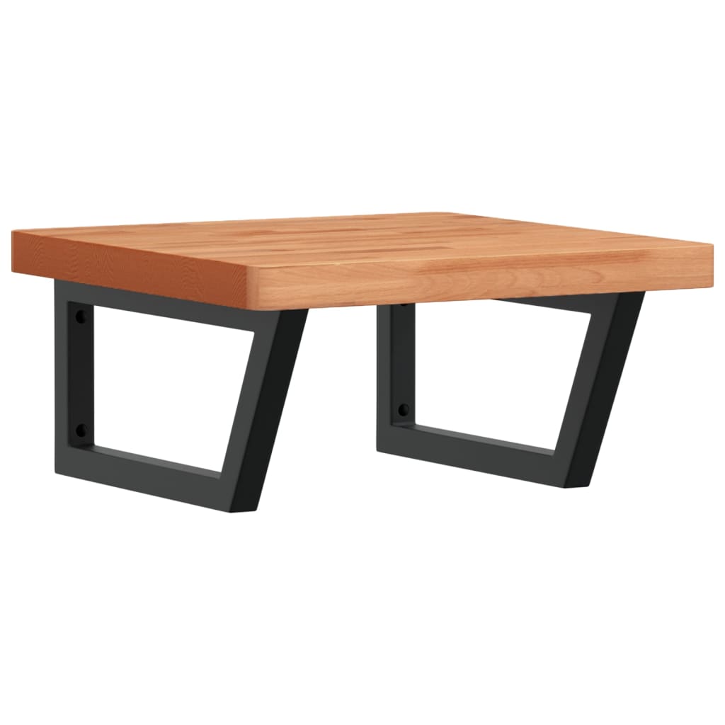 Basin Shelf Wall Mounted Steel and Solid Wood Beech