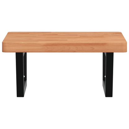 Basin Shelf Wall Mounted Steel and Solid Wood Beech