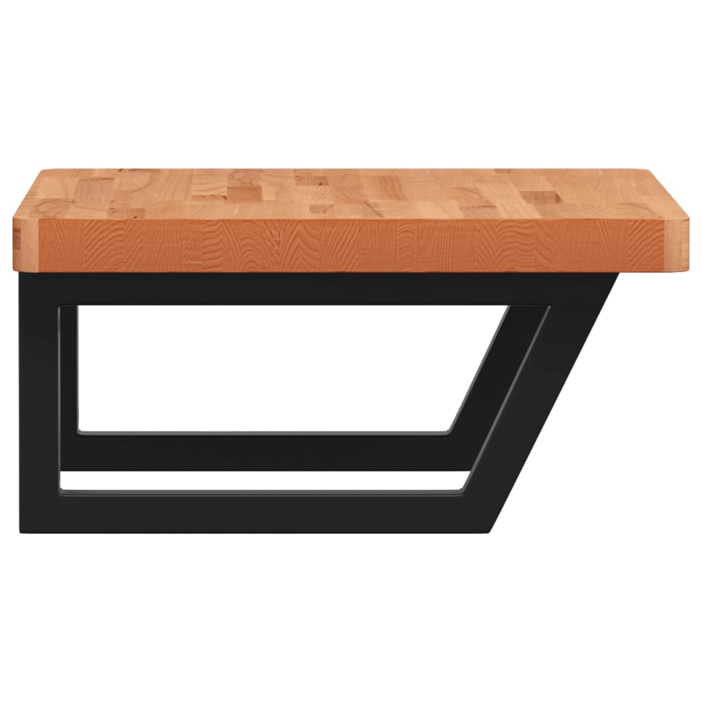 Basin Shelf Wall Mounted Steel and Solid Wood Beech