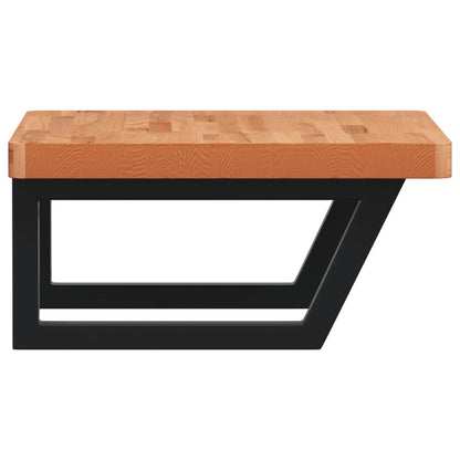 Basin Shelf Wall Mounted Steel and Solid Wood Beech
